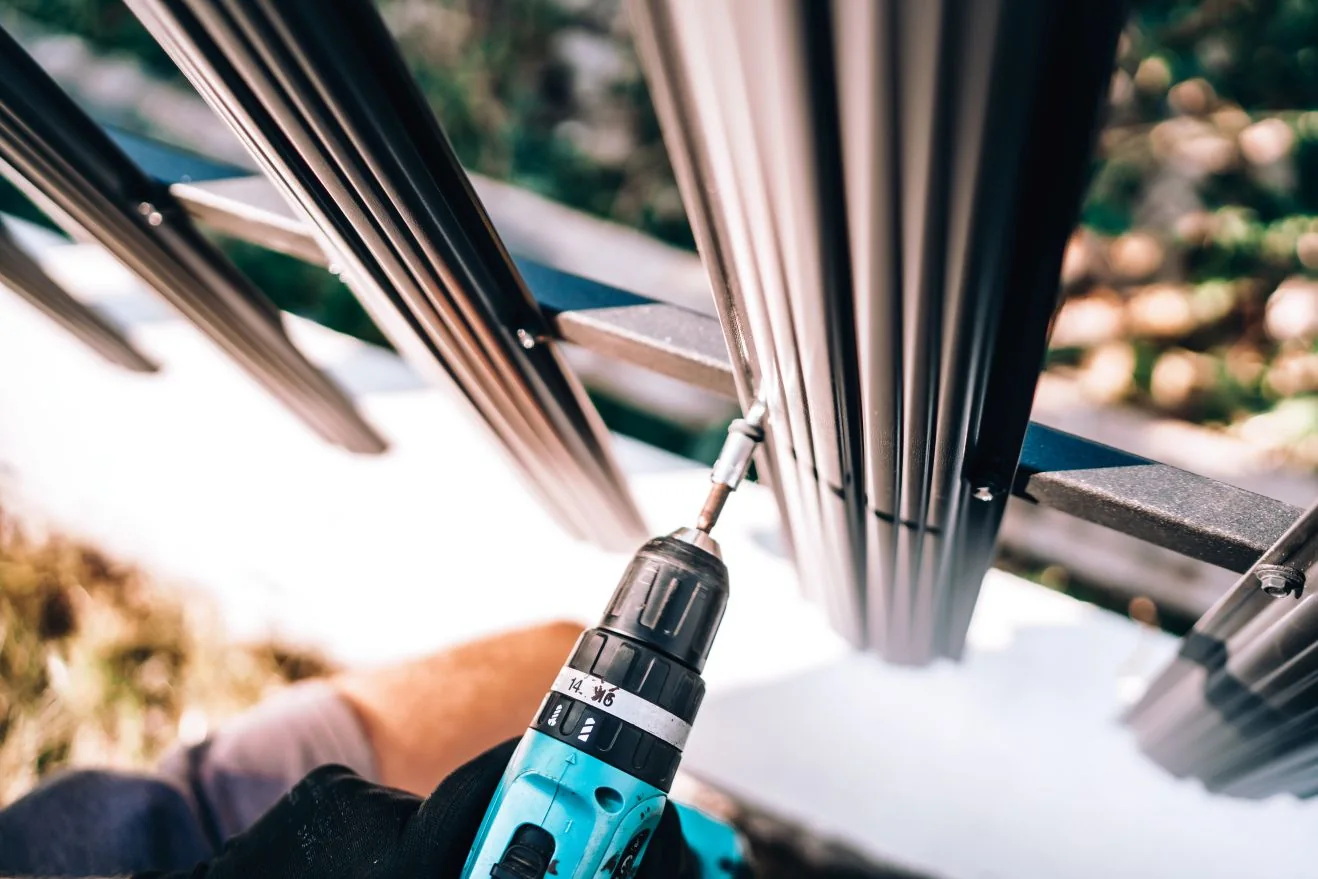 Cordless drill fastening metal slats